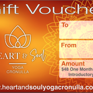Heart and Soul Yoga Cronulla $48 One Month Unlimited Intro Offer Gift Voucher